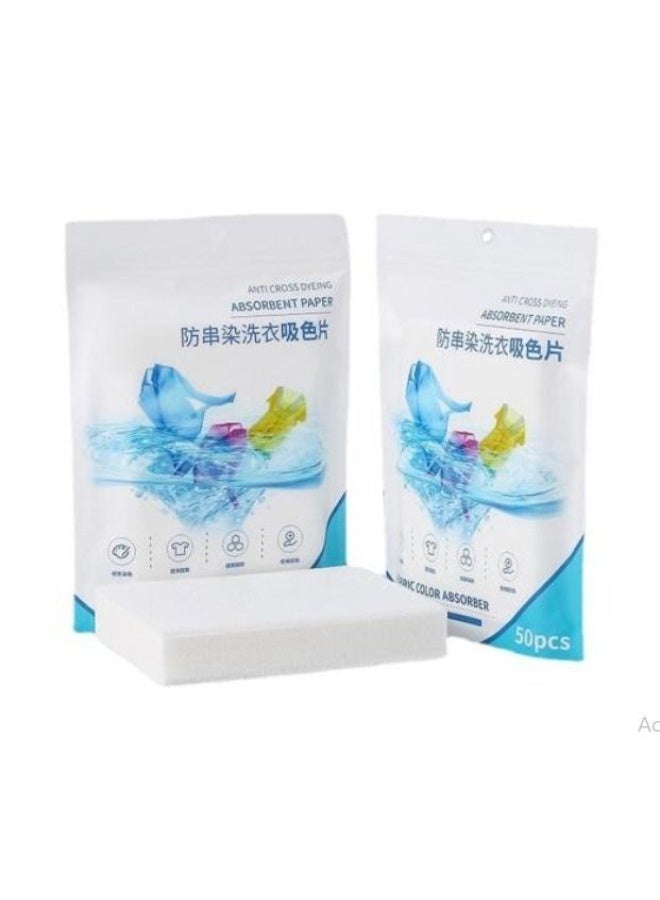 50مناديل امتصاص الألوان للغسيل، ٥٠ مناديل امتصاص ألوان الأقمشة للاستخدام مرة واحدة، تمنع بهتان الألوان واختلاطها - سهلة الاستخدام، آمنة لجميع الأقمشة. - Image 1